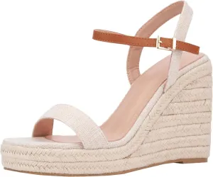 New York & Company  Unita Platform Espadrille Wedge Sandal Natural Brown 10M
