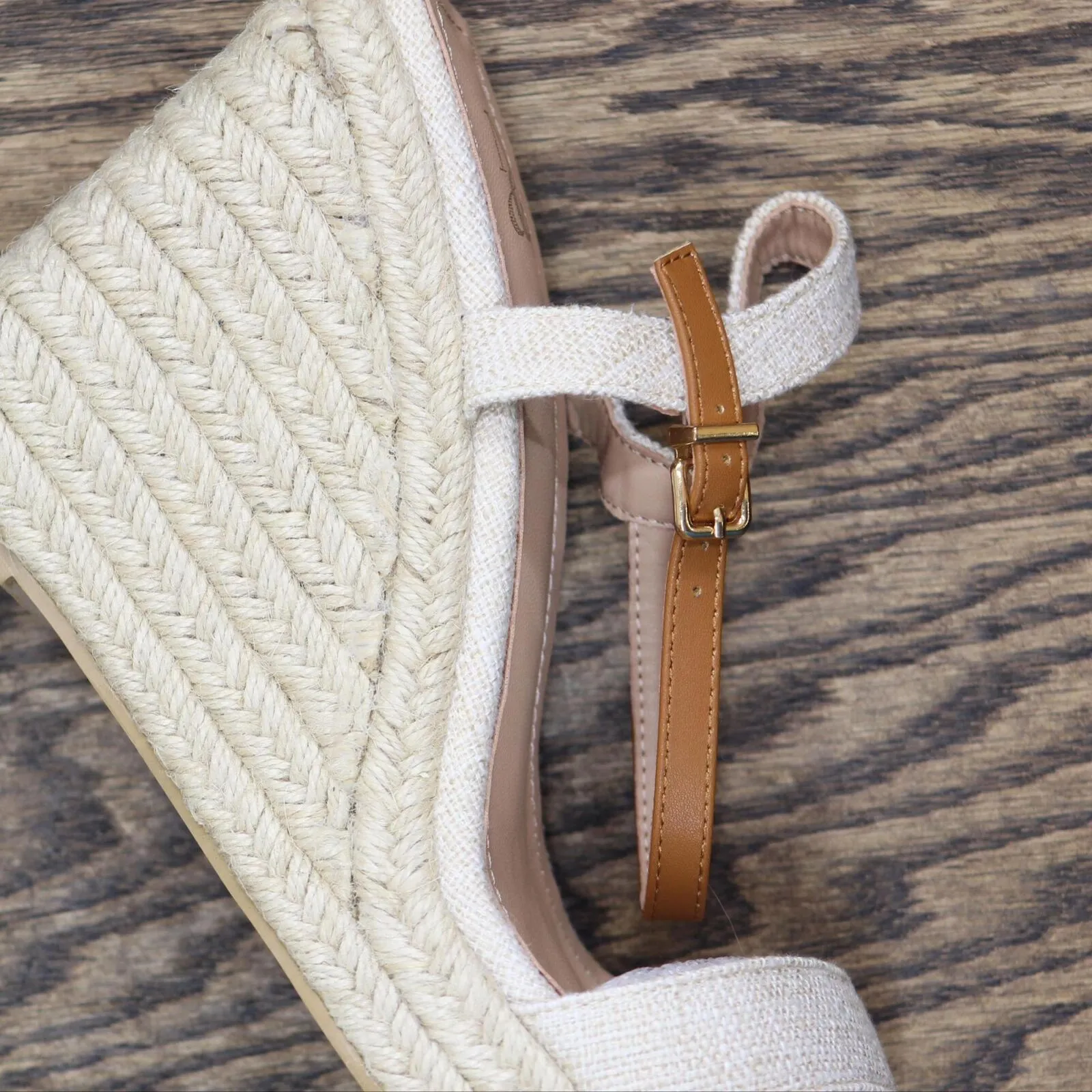 New York & Company  Unita Platform Espadrille Wedge Sandal Natural Brown 10M