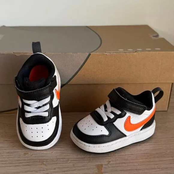 Nike Court Borough Low 2 White/Orange Toddler Sneakers BW5453-115- SZ 4 C