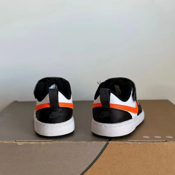 Nike Court Borough Low 2 White/Orange Toddler Sneakers BW5453-115- SZ 4 C