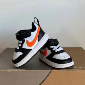 Nike Court Borough Low 2 White/Orange Toddler Sneakers BW5453-115- SZ 4 C