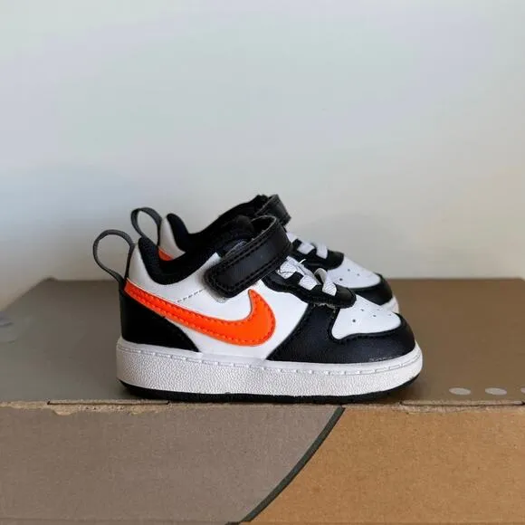 Nike Court Borough Low 2 White/Orange Toddler Sneakers BW5453-115- SZ 4 C