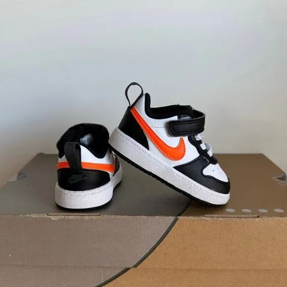 Nike Court Borough Low 2 White/Orange Toddler Sneakers BW5453-115- SZ 4 C