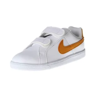 Nike Court Royale White Leather Kids Sneakers with Gold Swoosh Size 7c