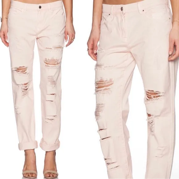 *NWT* Blank NYC Women’s Distressed Baby Pink Blush Boyfriend Jeans Size 25