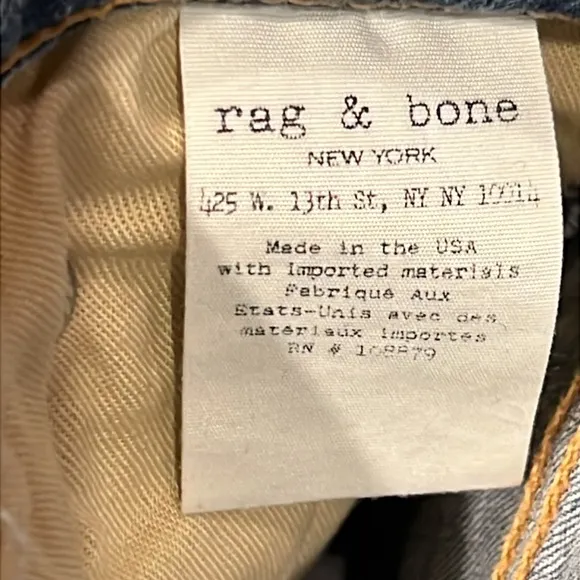 NWT Rag &amp; Bone 10” Flare Jeans Color Vale Cropped Distressed Ripped