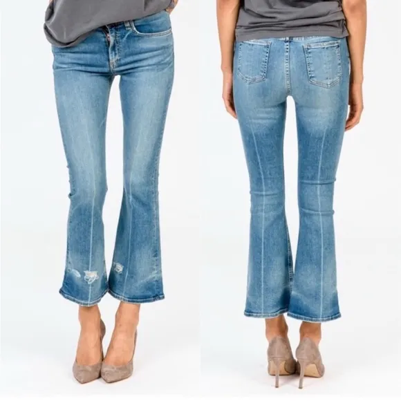 NWT Rag &amp; Bone 10” Flare Jeans Color Vale Cropped Distressed Ripped