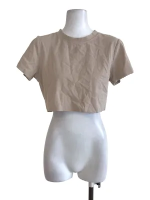Oat Brown Basic Crop Top