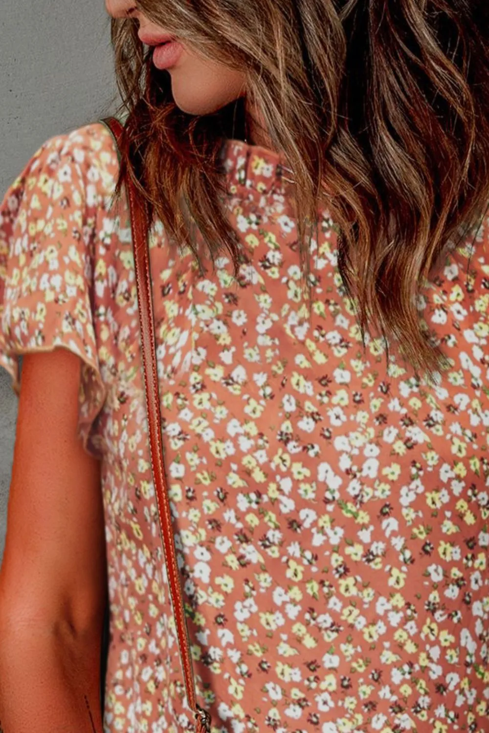 Octavia Floral Flutter Sleeve Frill Trim Blouse