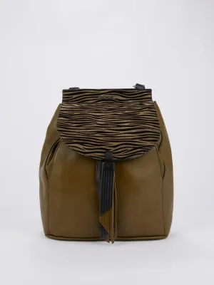 Olive Animal Print Leather Mini Backpack
