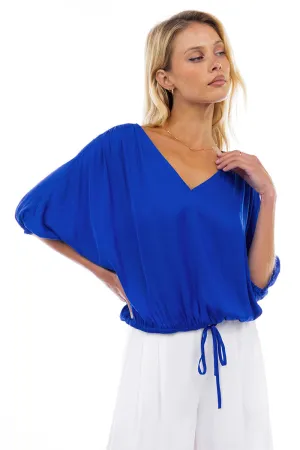 Open-Back Cropped Blouse With Elasticized Waist