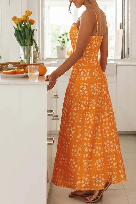 Orange Floral Maxi Dress
