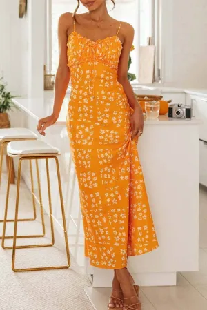 Orange Floral Maxi Dress
