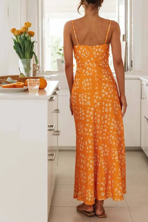 Orange Floral Maxi Dress