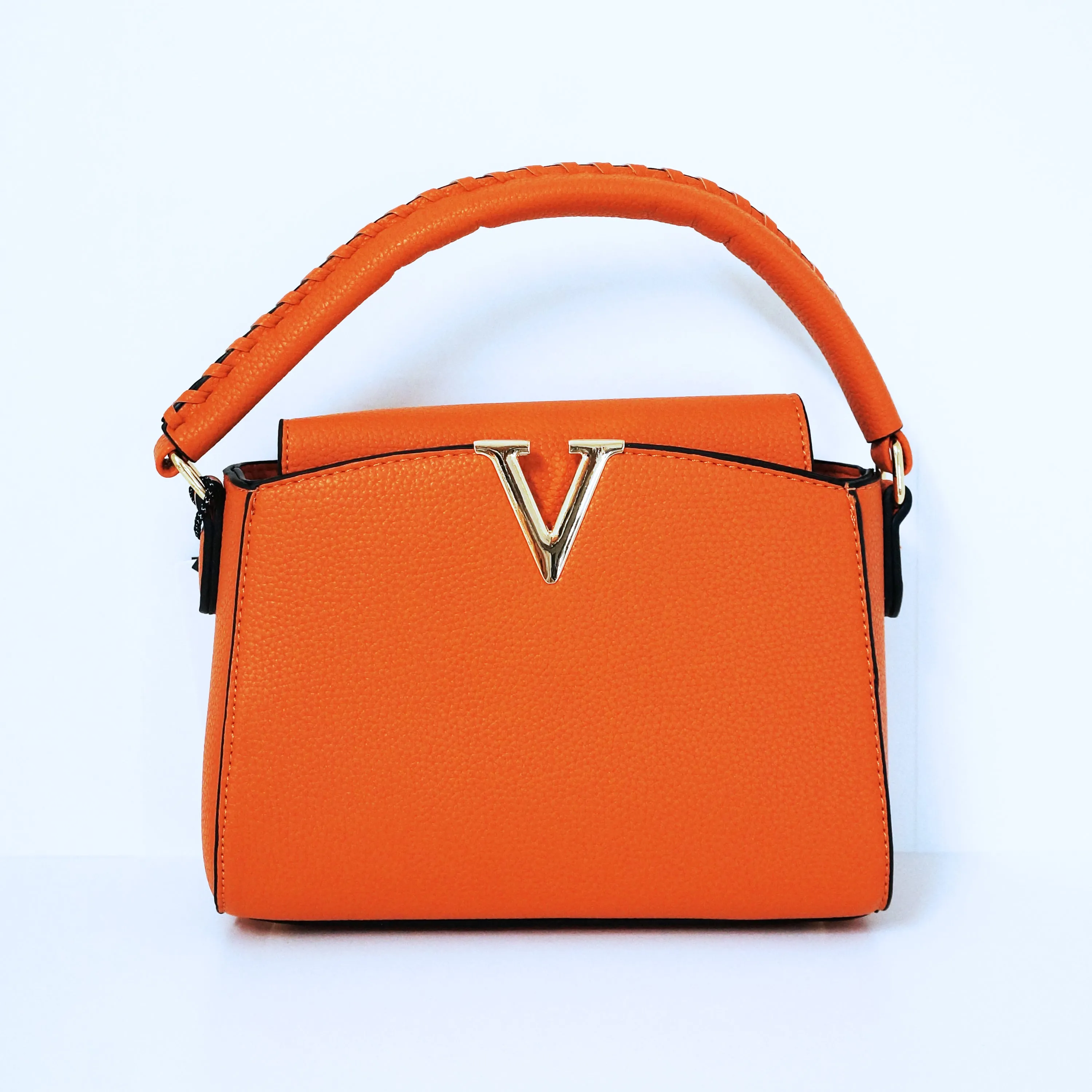 Orange V- Accent Satchel Bag | ALPHONSINA