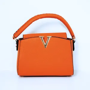Orange V- Accent Satchel Bag | ALPHONSINA