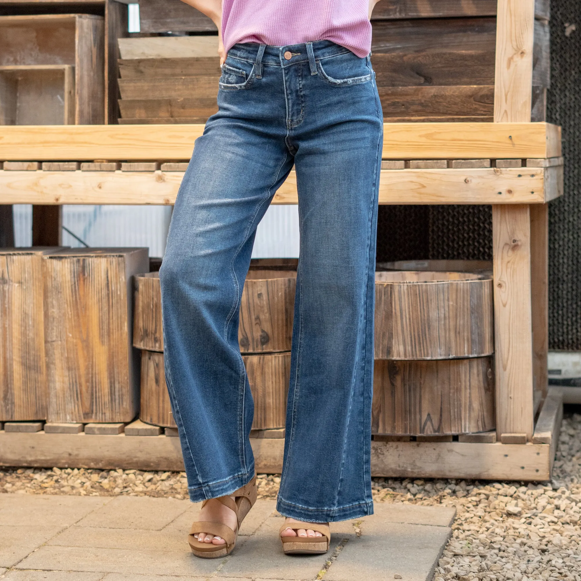 Outdone Tummy Control High Rise Wide Leg Regular & Plus Sizes