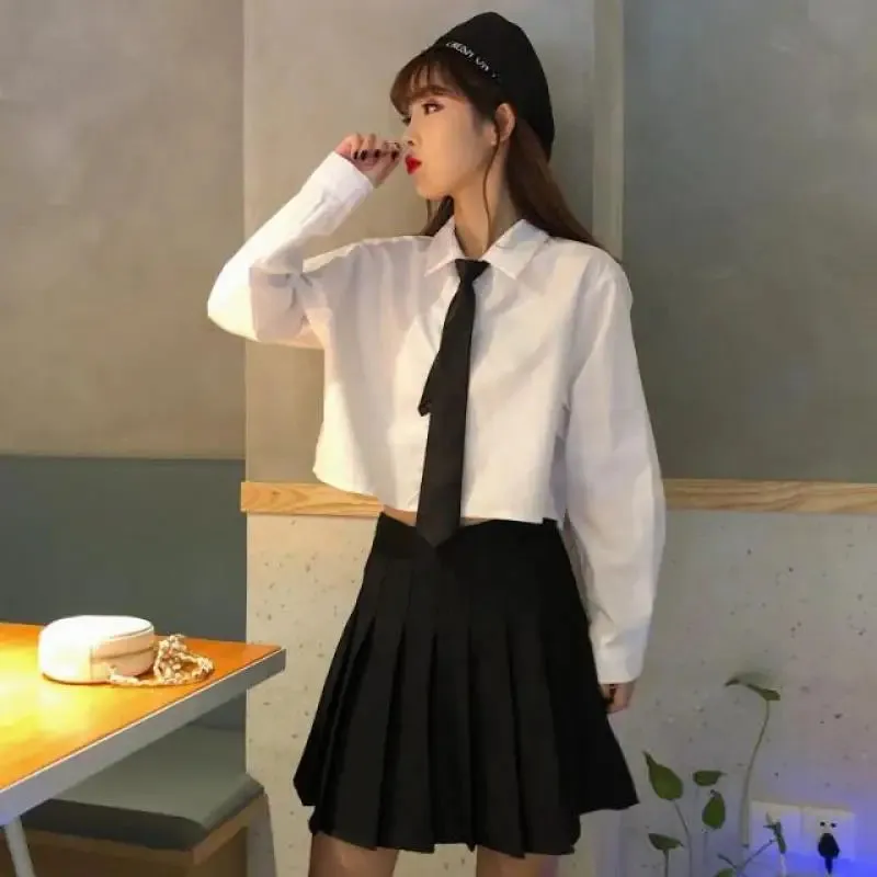 Oversize White Cropped Summer Shirt for Women