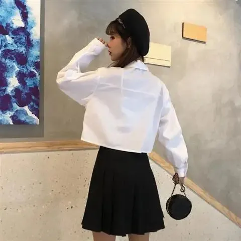 Oversize White Cropped Summer Shirt for Women
