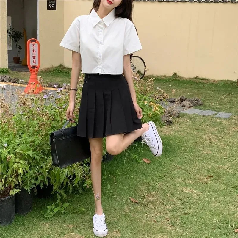 Oversize White Cropped Summer Shirt for Women