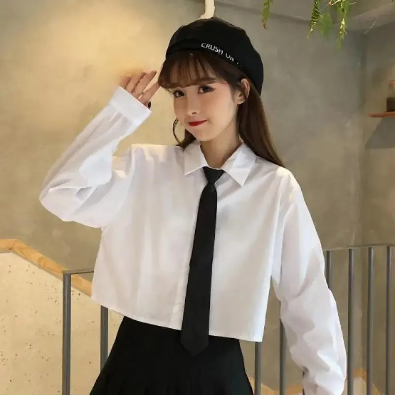 Oversize White Cropped Summer Shirt for Women