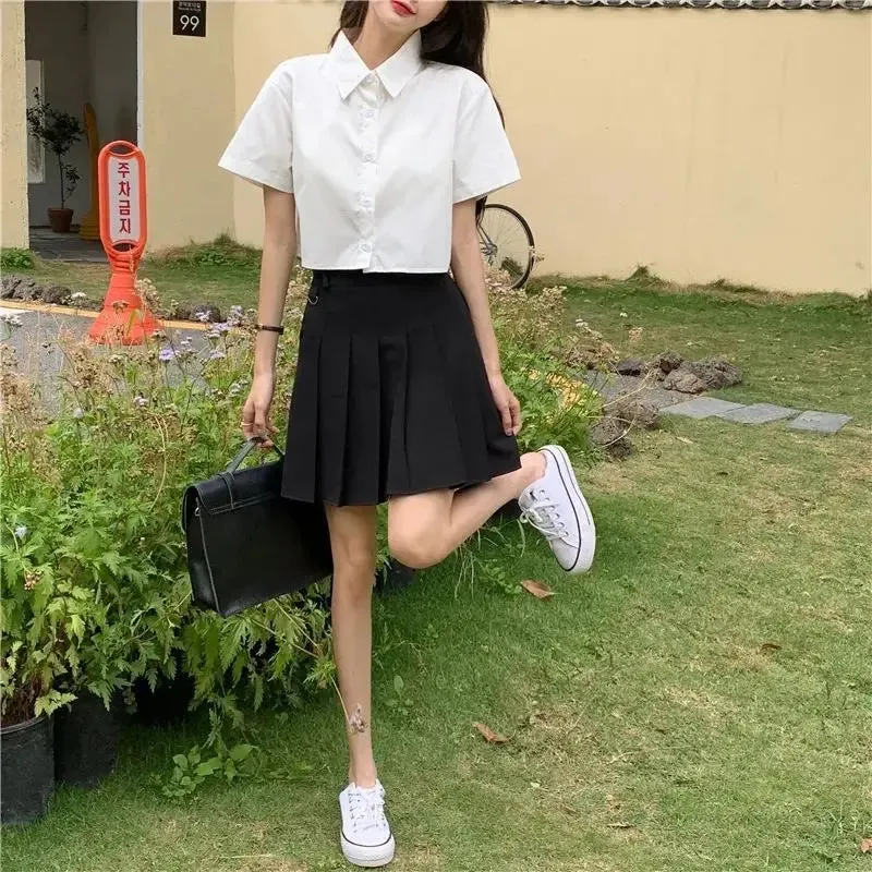 Oversize White Cropped Summer Shirt for Women