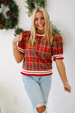 Paint the Town Red Plaid Blouse