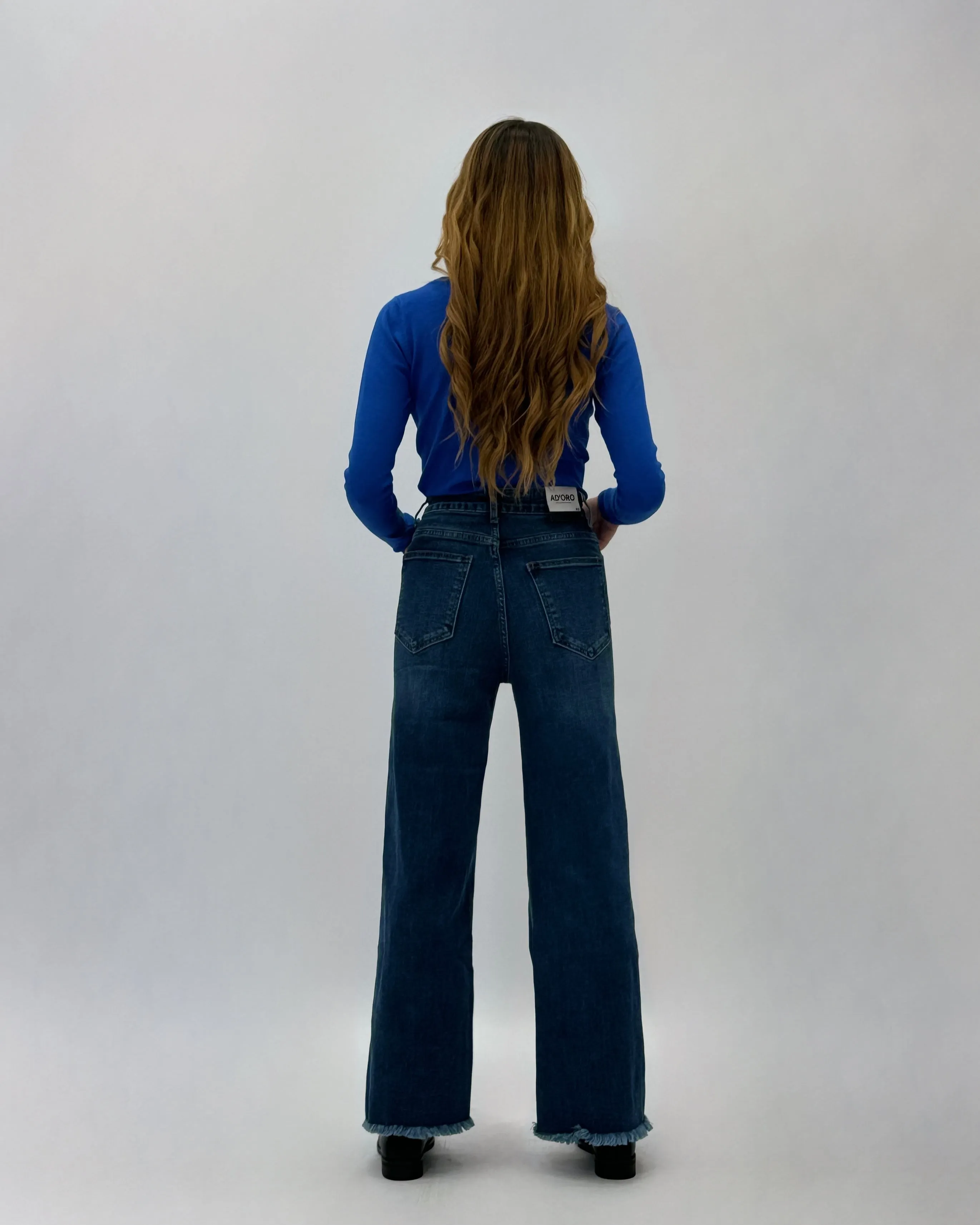 Pantaloni jeans wide leg elasticizzati