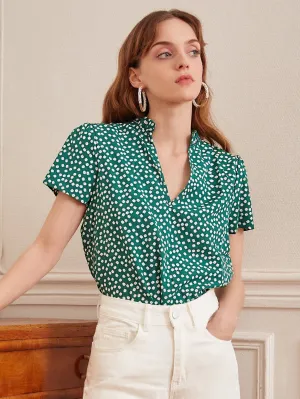 Parien Frenchy Ditsy Floral Notched Neck Blouse( Clearance Sale)