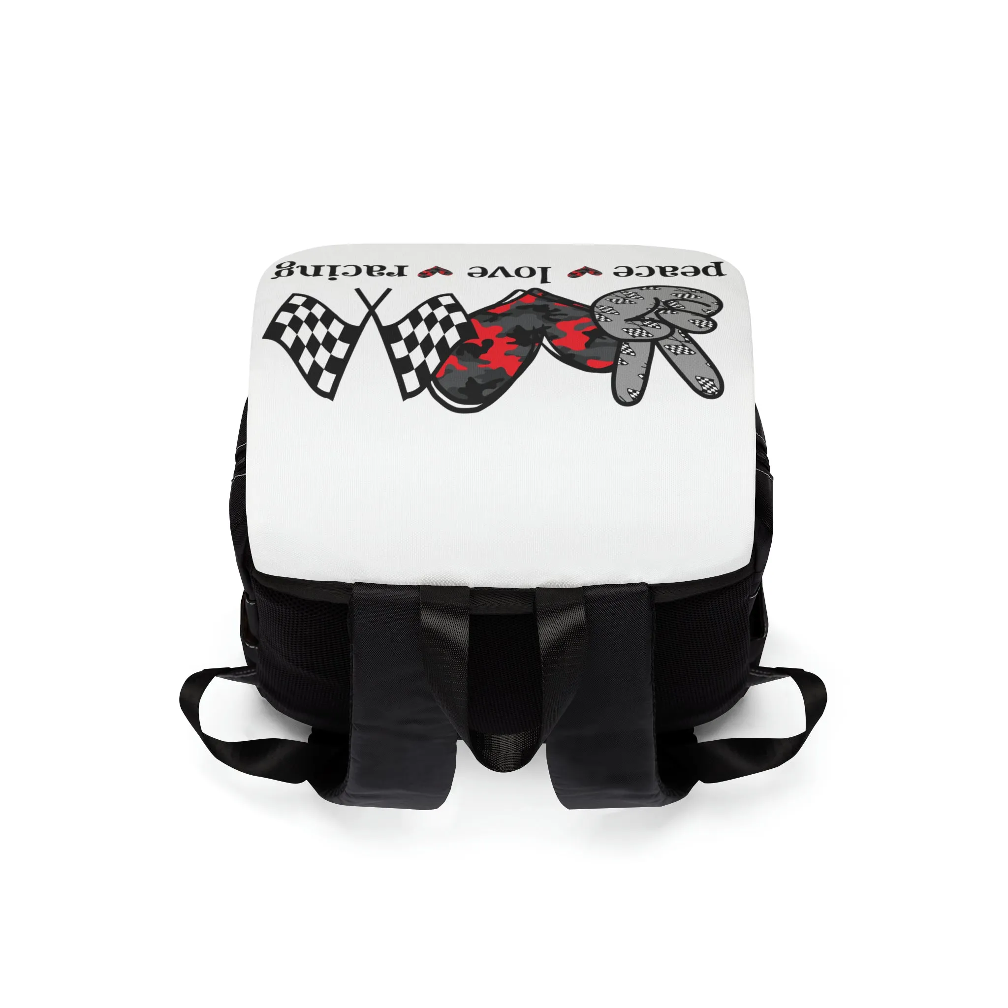 Peace.Love.Racing Casual Shoulder Backpack