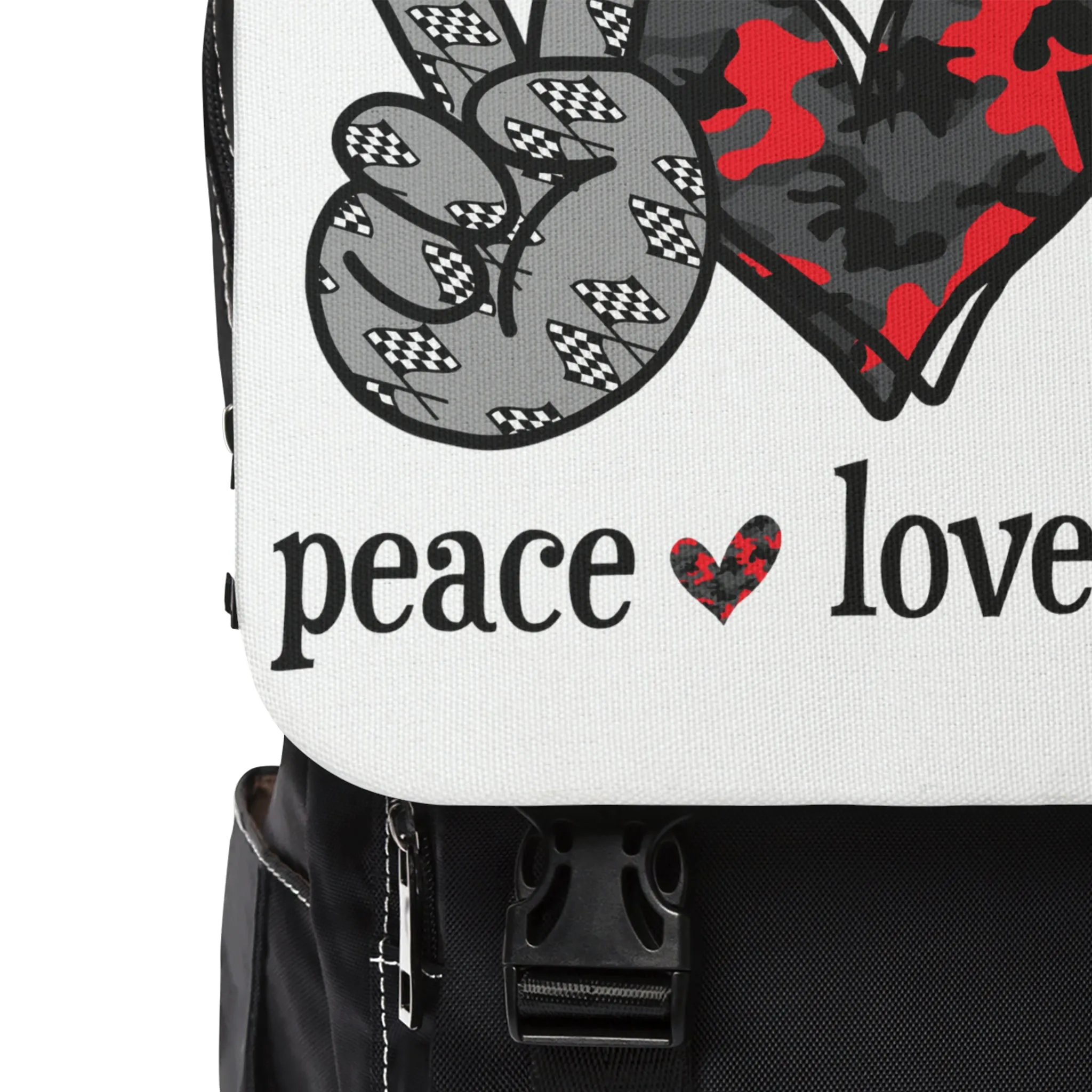 Peace.Love.Racing Casual Shoulder Backpack