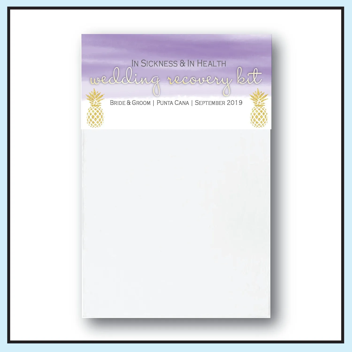 Personalized Wedding Hangover Recovery Kit Bag & Topper - Pineapple