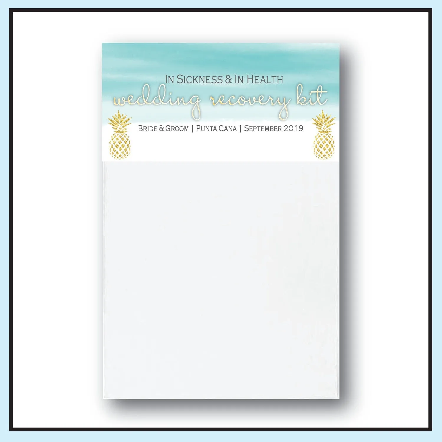 Personalized Wedding Hangover Recovery Kit Bag & Topper - Pineapple