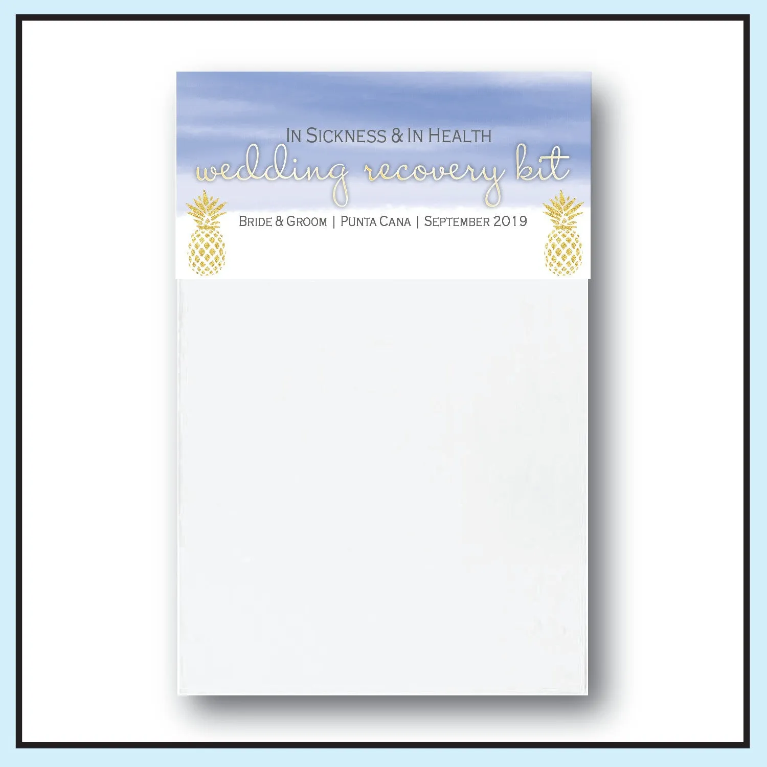 Personalized Wedding Hangover Recovery Kit Bag & Topper - Pineapple