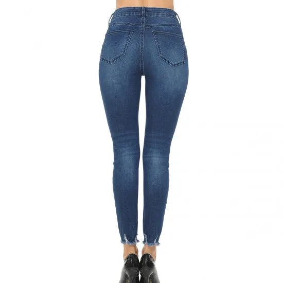 Peyton Distressed Skinny Jeans Dark Wash-sizes 14-20