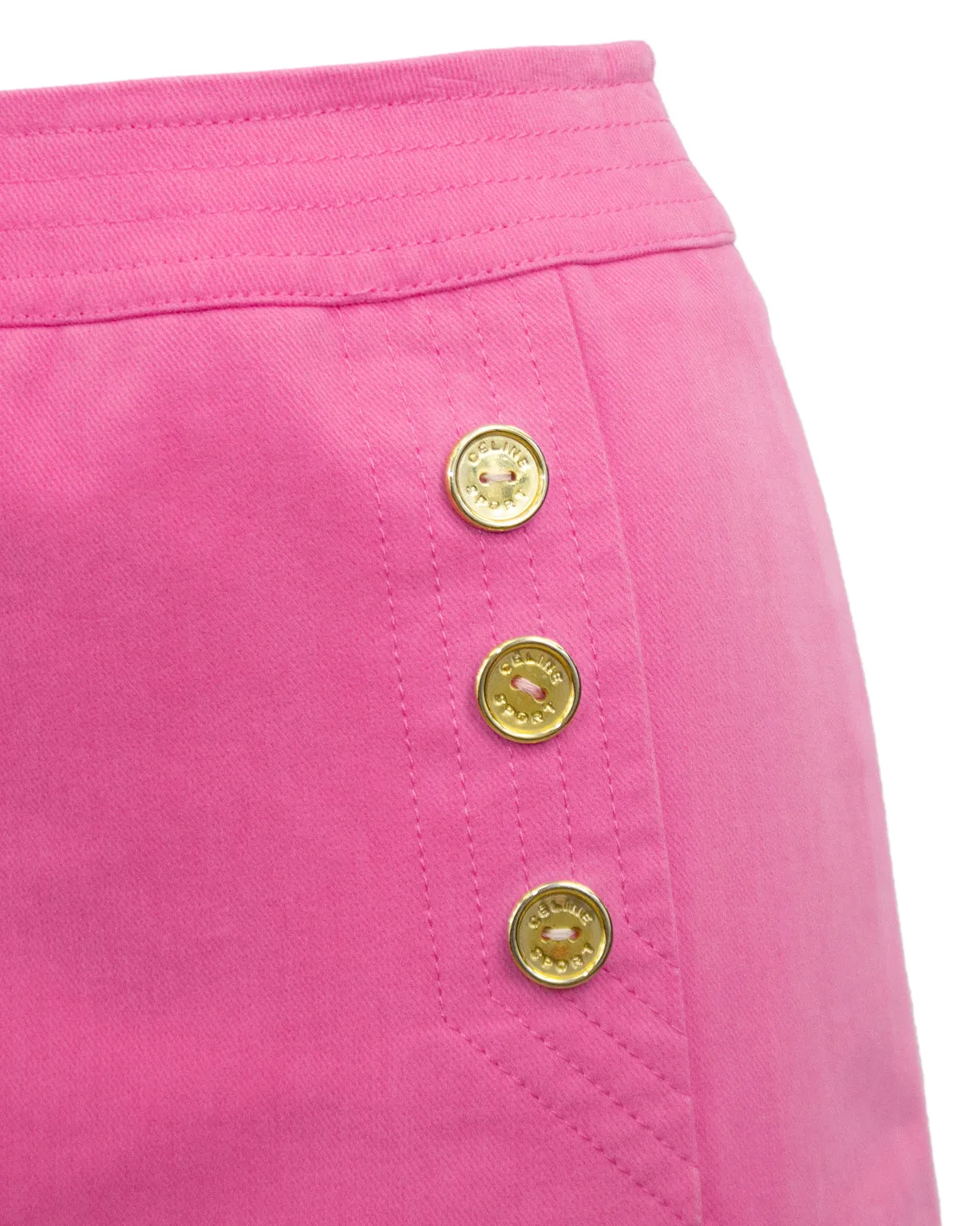 Pink Cotton Denim Wrap Skirt