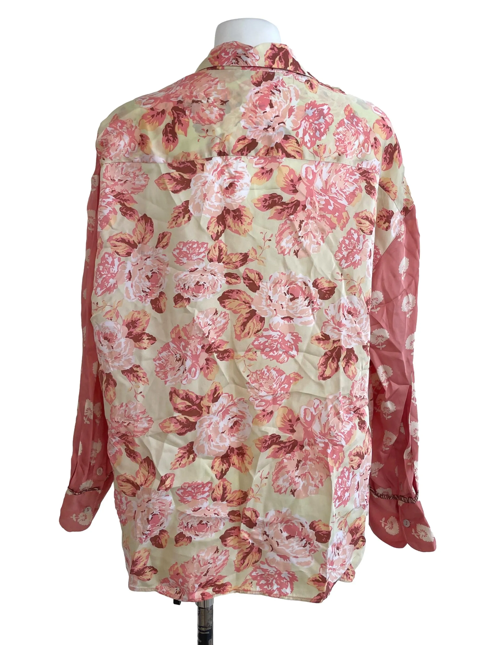 Pink Floral Button Up Top