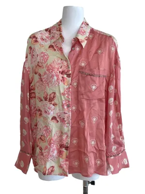 Pink Floral Button Up Top