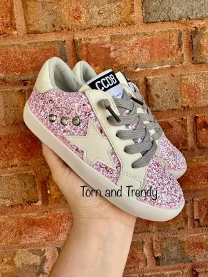 Pink Glitter White Star Sneaker