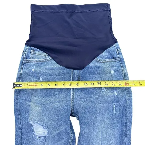 Pinkblush Distressed Stretchy Straight Maternity Blue Jeans Size 25 Medium Wash