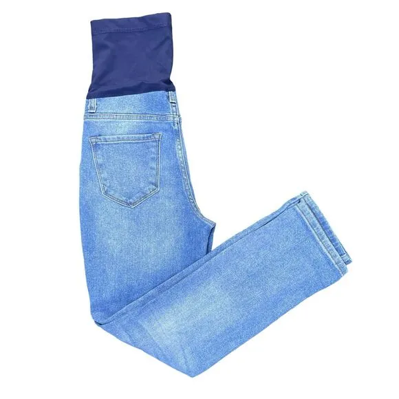 Pinkblush Distressed Stretchy Straight Maternity Blue Jeans Size 25 Medium Wash