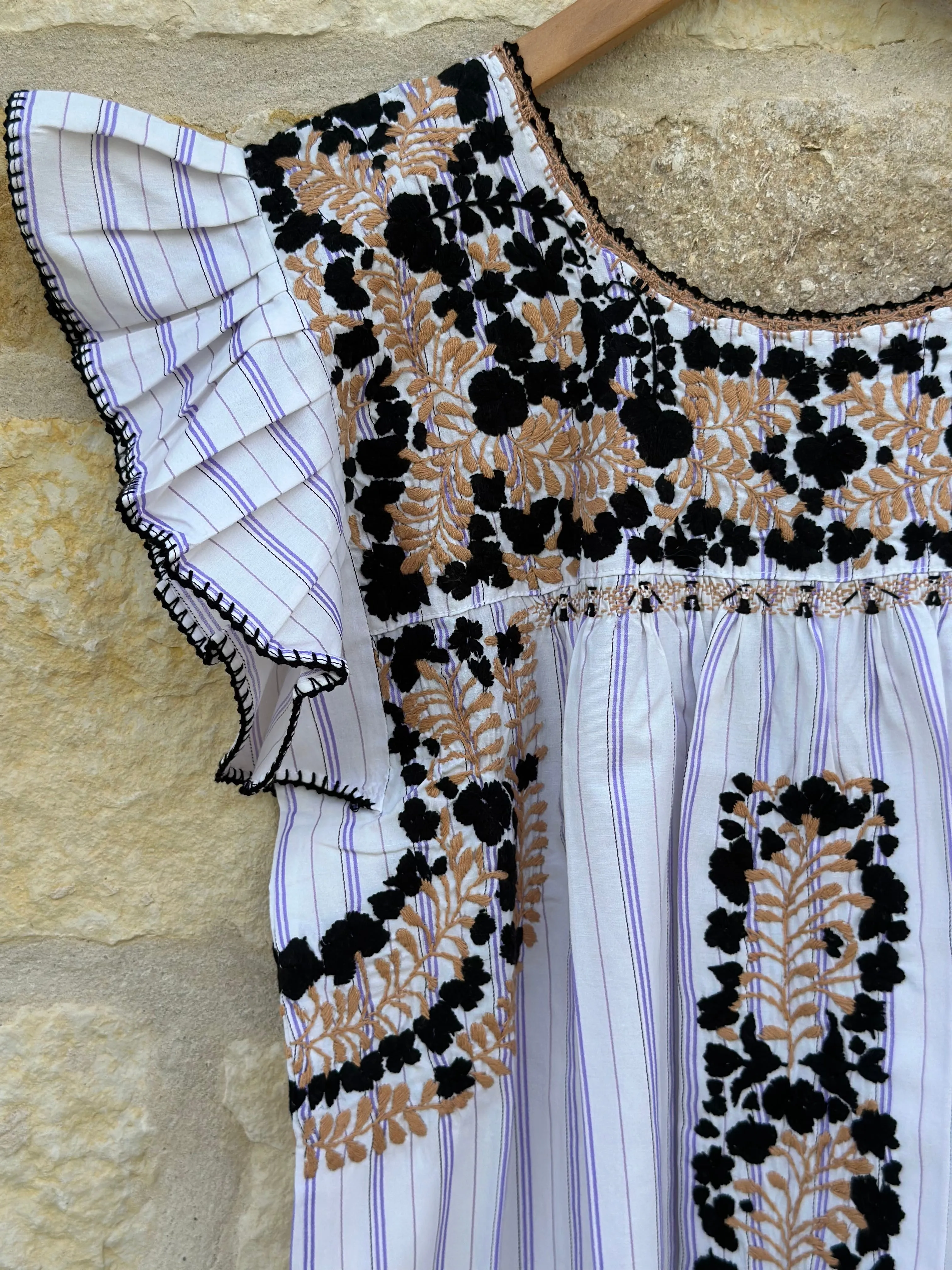 Plaid with Black and Tan Flutter Sleeve Felicia Blouse