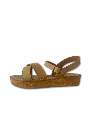 Platform Cross Sandal in Sand