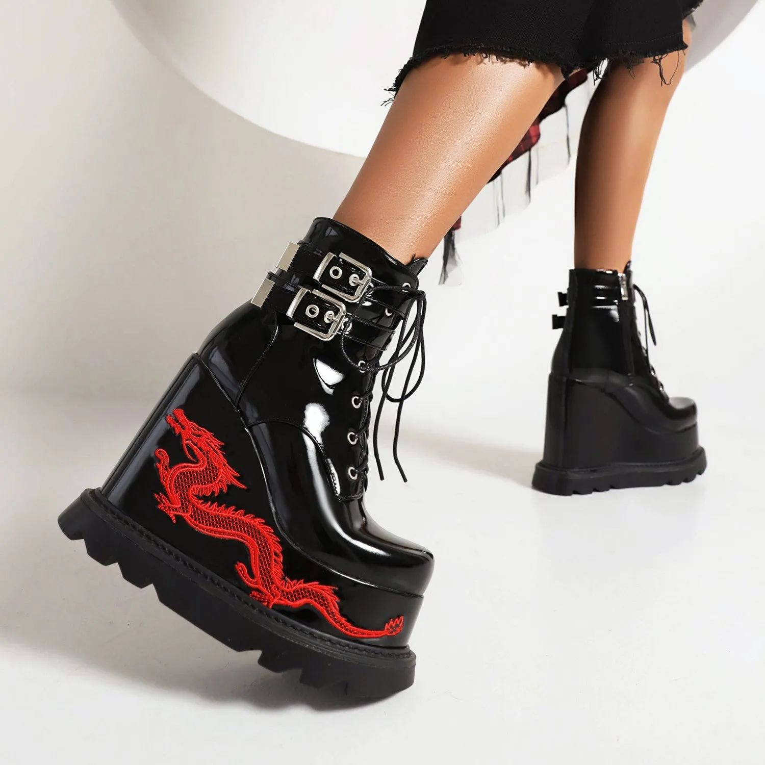 Platform Embroidered Boots