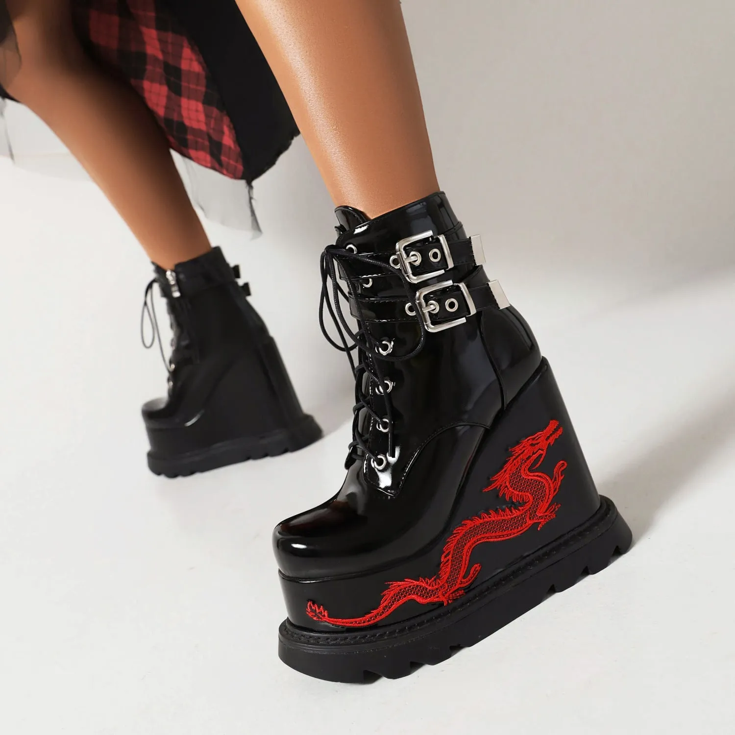 Platform Embroidered Boots