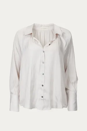 PLEATED BUTTON-DOWN SATIN SHIRT