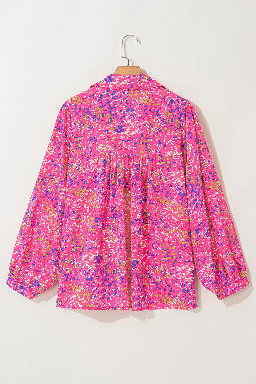 Plus Size Floral Print Puff Sleeve Blouse