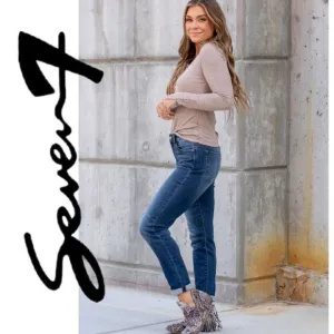 Plus Size! 7Seven Stretch D Lightly Distressed/ Vintage Denim Ankle Jeans