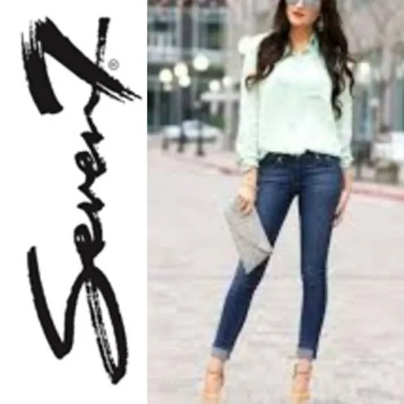 Plus Size! 7Seven Stretch D Lightly Distressed/ Vintage Denim Ankle Jeans