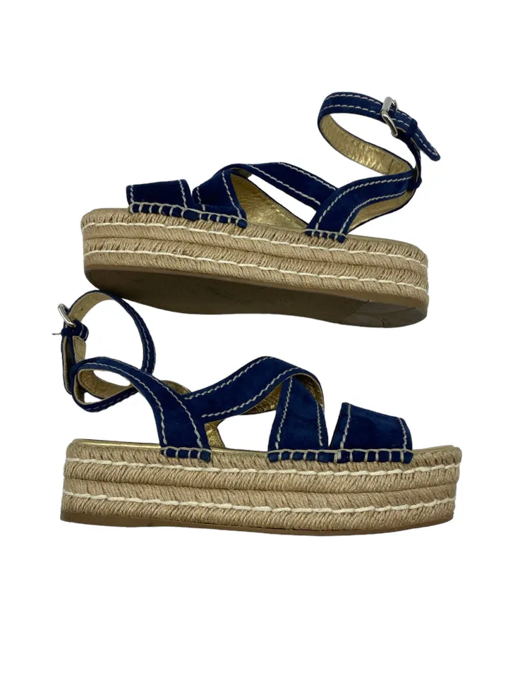 Prada Crisscross Suede Espadrille Sandals Size 38 ~ US Size 8 Women's Shoes